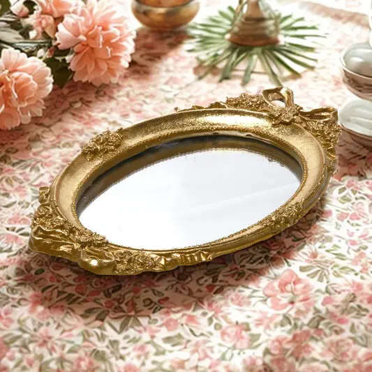 Antique Gold Mirror Vanity Tray