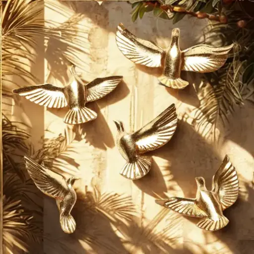 Golden Bird Heaven Wall Decor