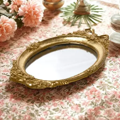 Antique Gold Mirror Vanity Tray
